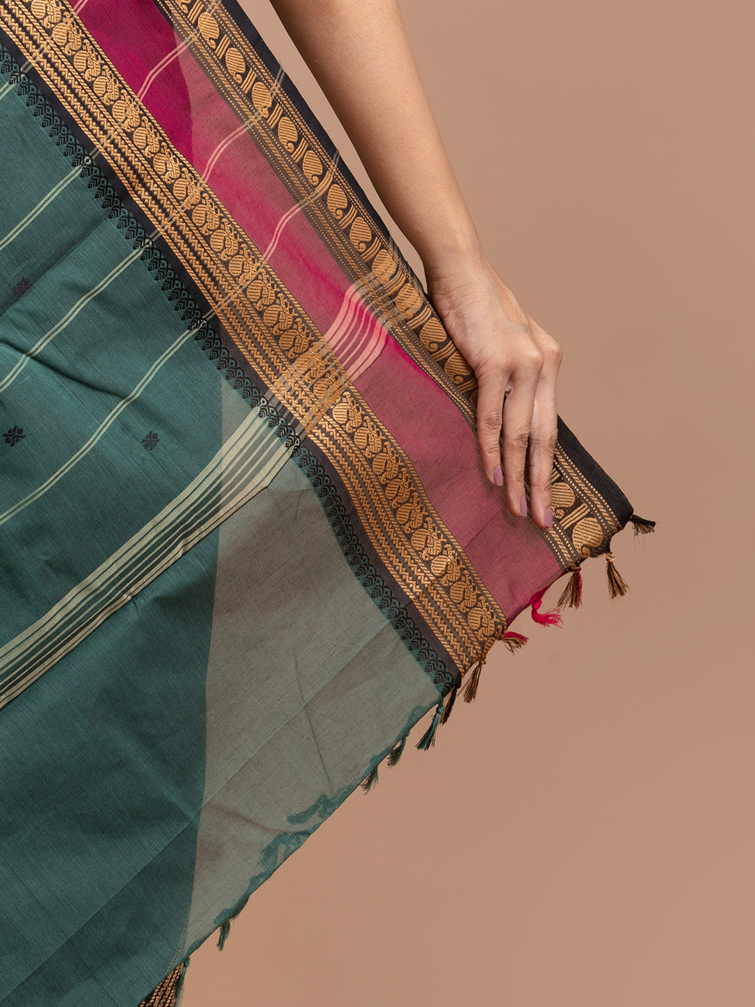 kuberan bottle green kanchi cotton sarees