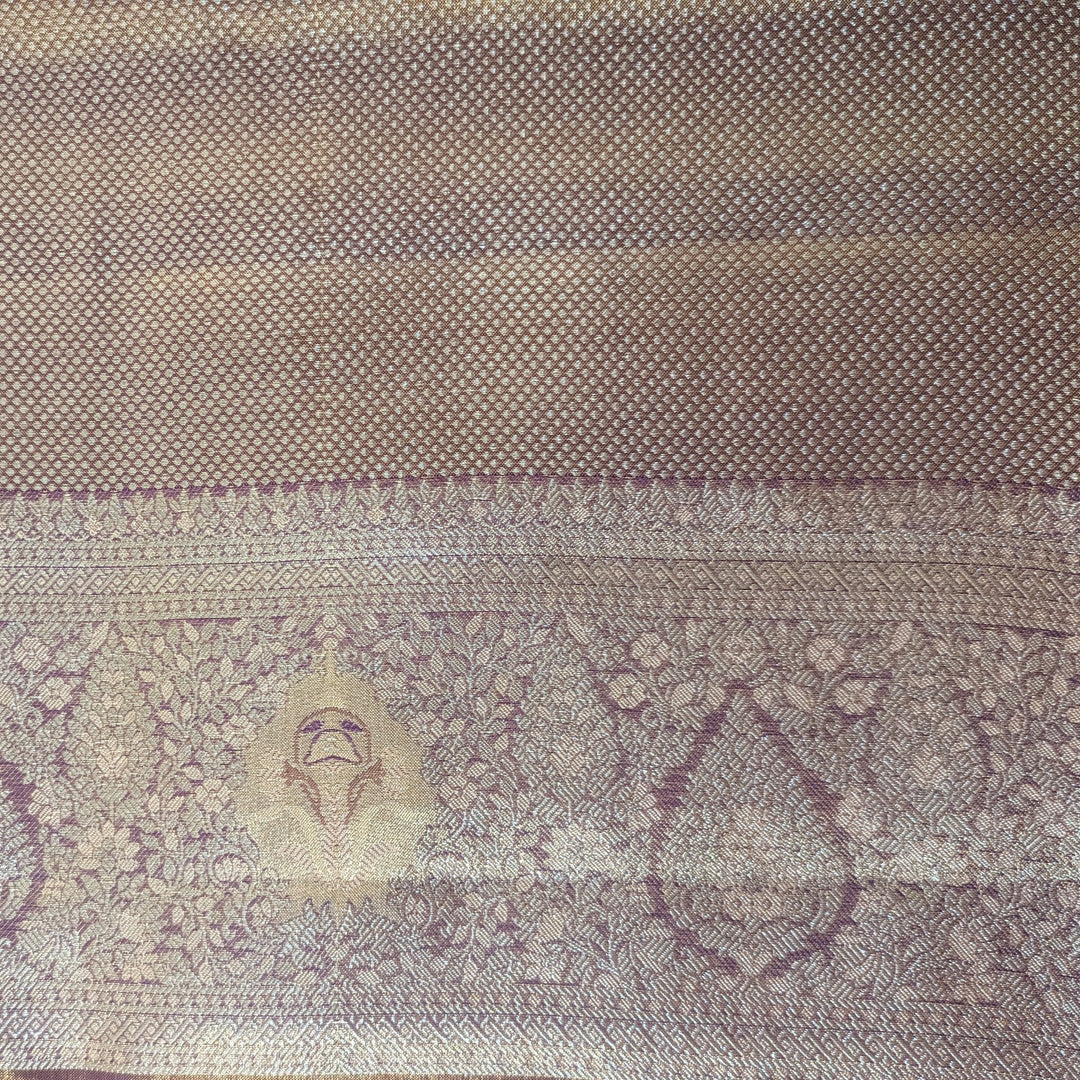 KUBERAN PEACH PINK PURPLE PURE KANCHIPURAM SILK SAREE