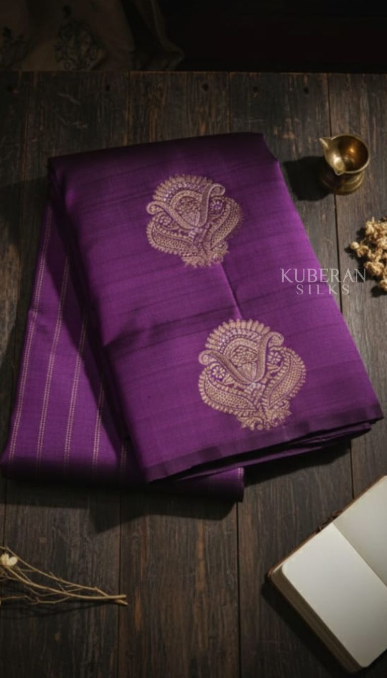 KUBERAN PURPLE PURE SILK KANCHIVARAM SAREE