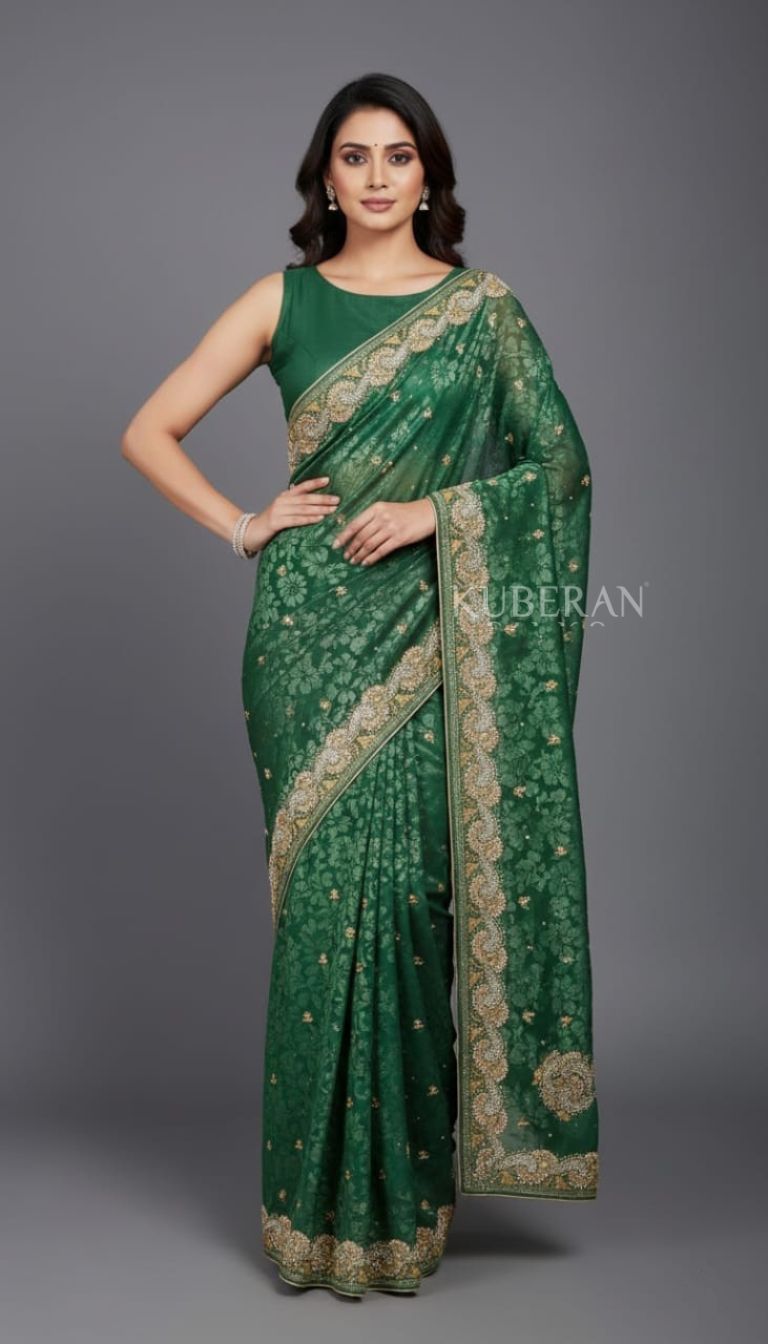 KUBERAN GREEN EMBROIDERY SAREE