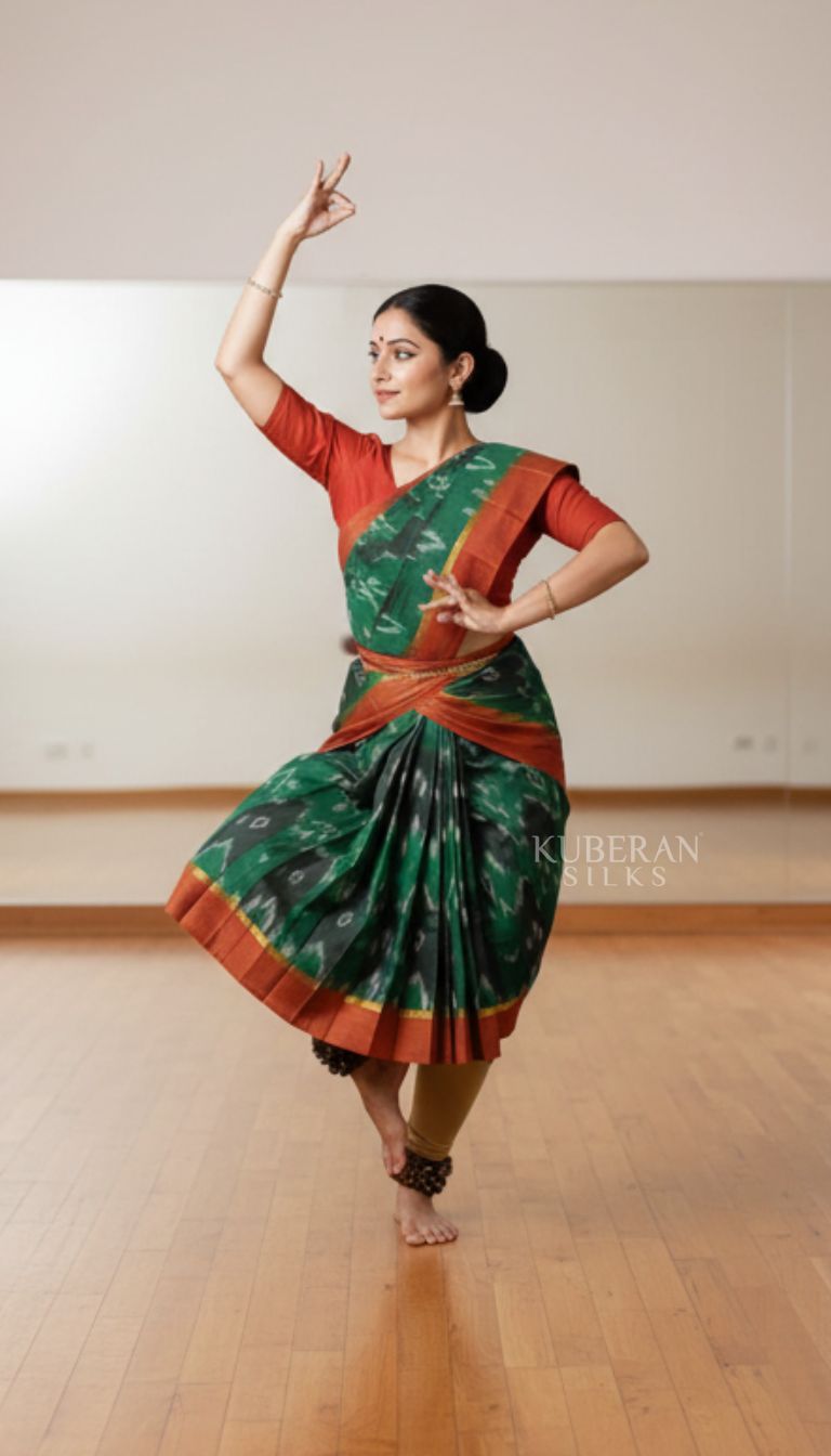 Kuberan  Green with Orange Border dance practice saree
