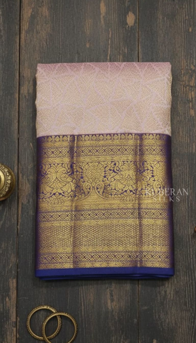 KUBERAN MAUVE PINK PURE SILK KANCHIVARAM SAREE WITH VIOLET BLUE