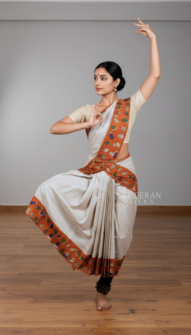 KUBERAN WHITE CREAM DANCE PRACTICE SAREE