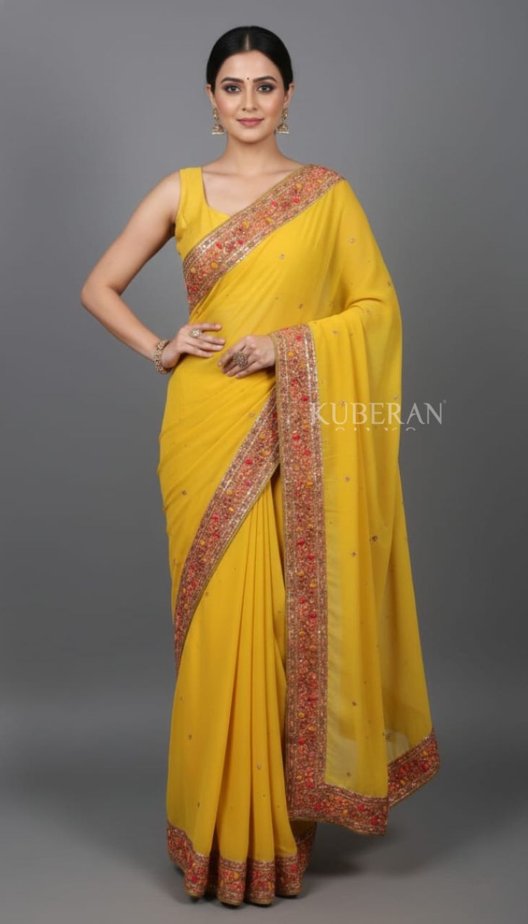 KUBERAN YELLOW EMBROIDERY SAREE