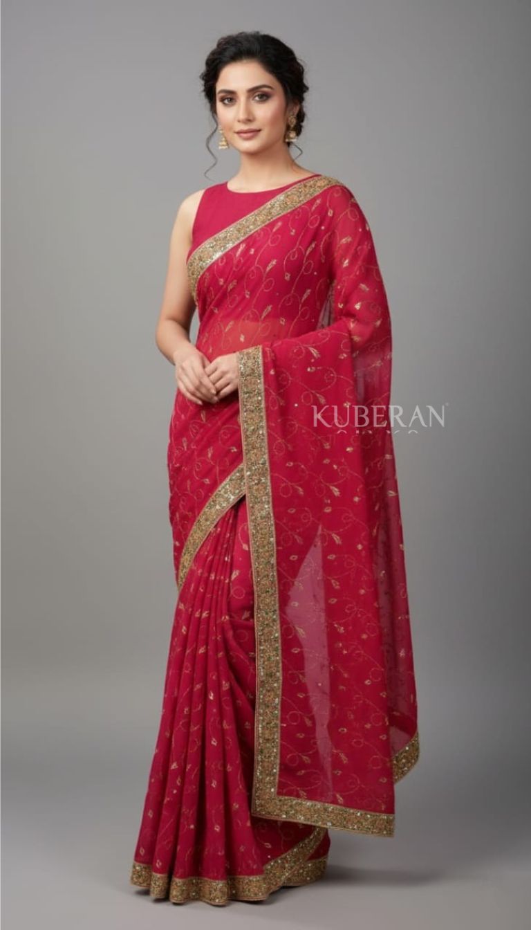 KUBERAN PINK EMBROIDERY SAREE
