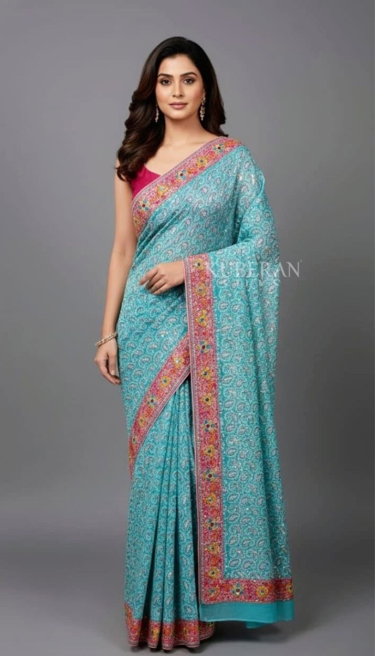 KUBERAN BLUE EMBROIDERY SAREE