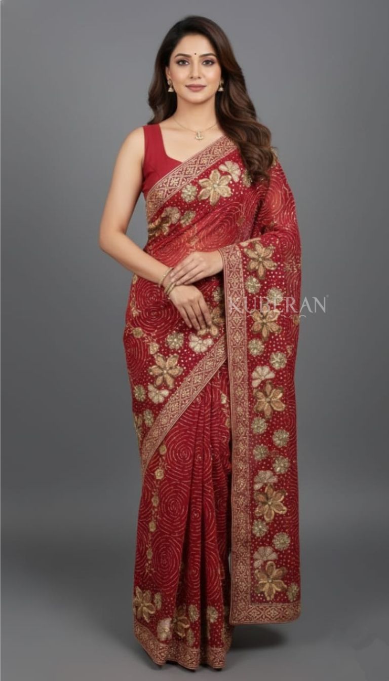 KUBERAN MAROON EMBROIDERY SAREE