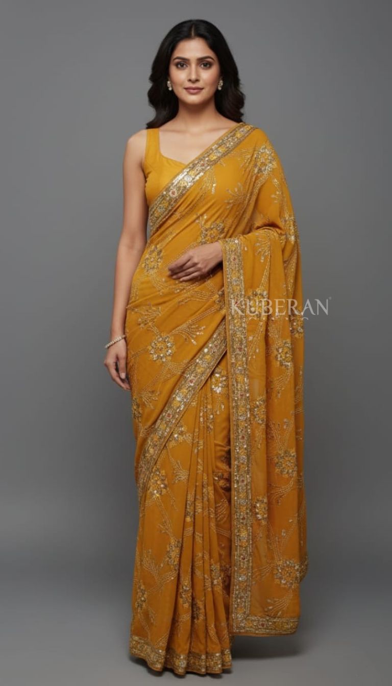 KUBERAN MUSTARD EMBROIDERY SAREE