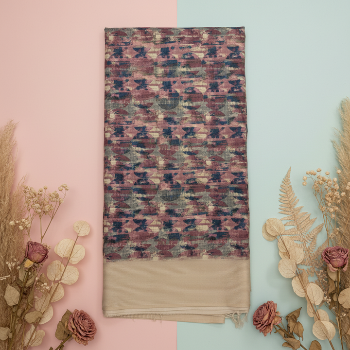 KUBERAN PINK MULTI PURE TUSSAR SILK SAREE
