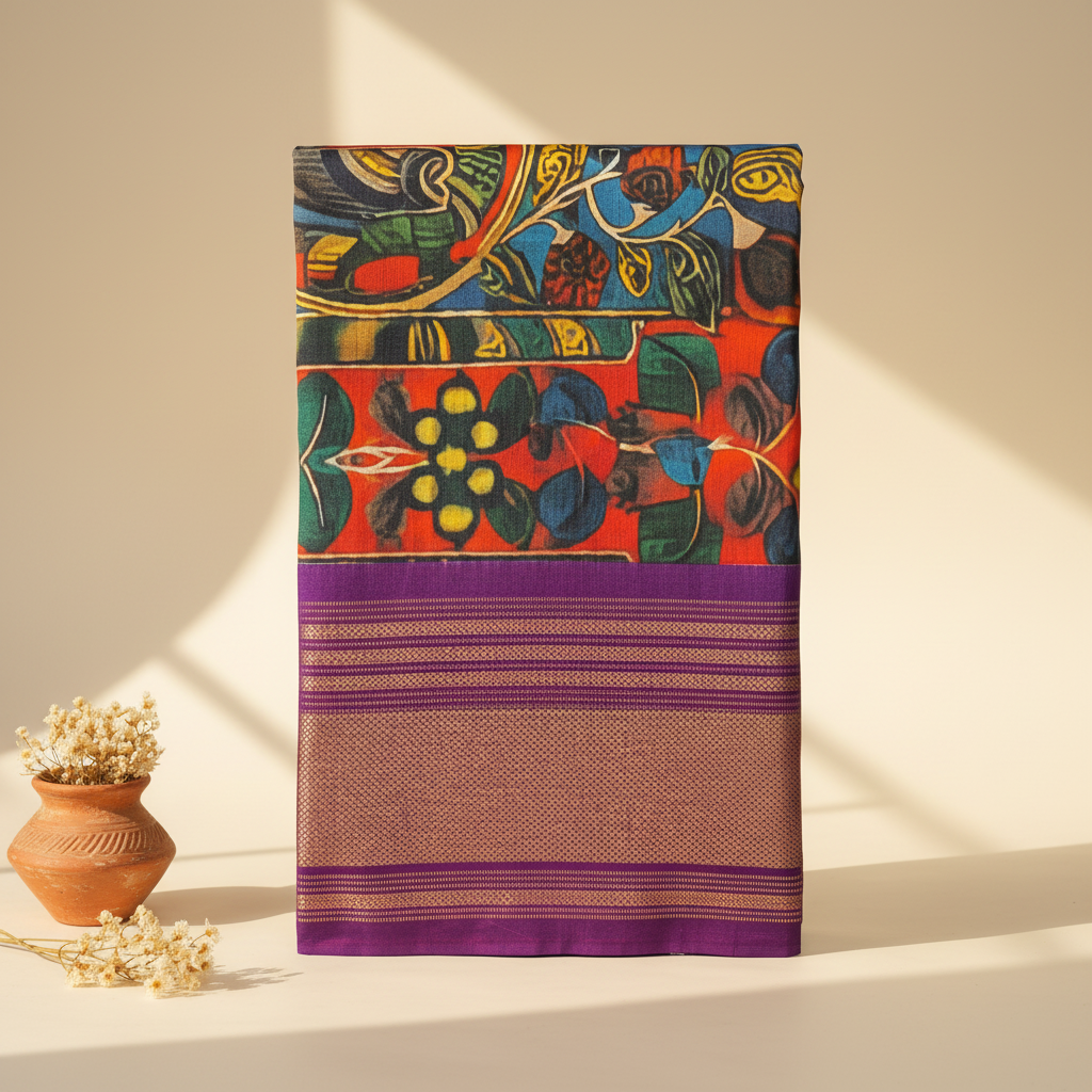 KUBERAN MULTI WITH PURPLE POCHAMPALLY SILK SAREE
