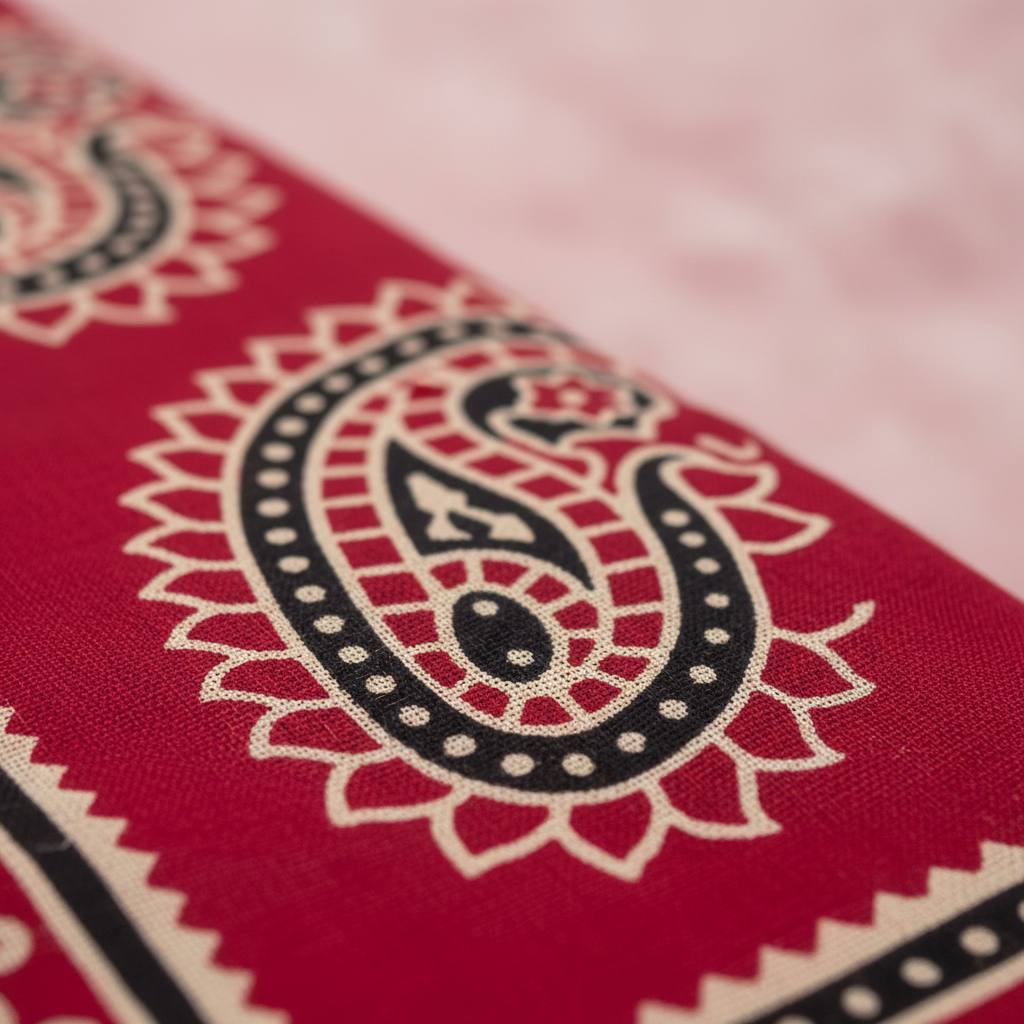 KUBERAN RED AJRAKH PRINT SAREE
