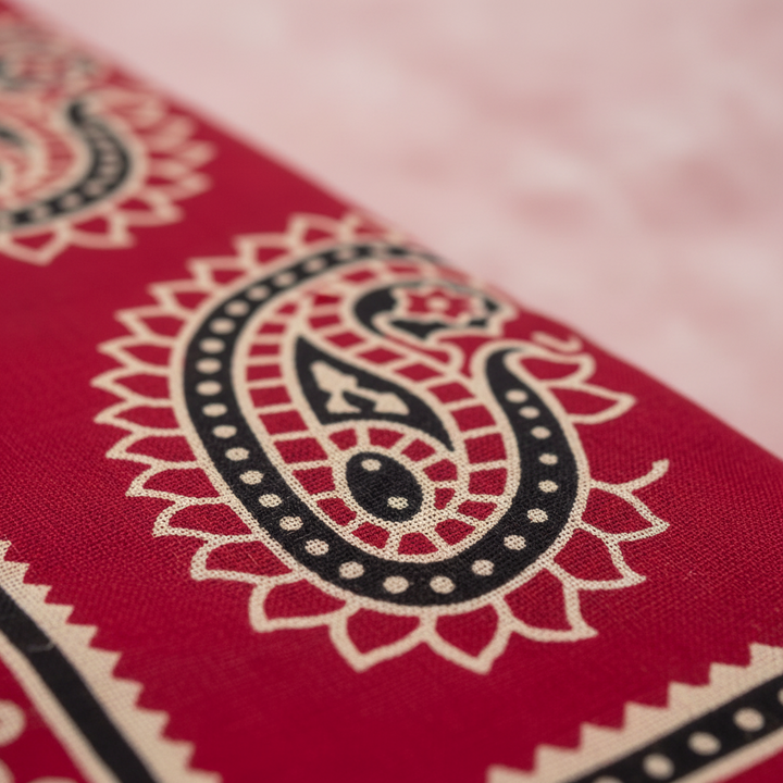 KUBERAN RED AJRAKH PRINT SAREE