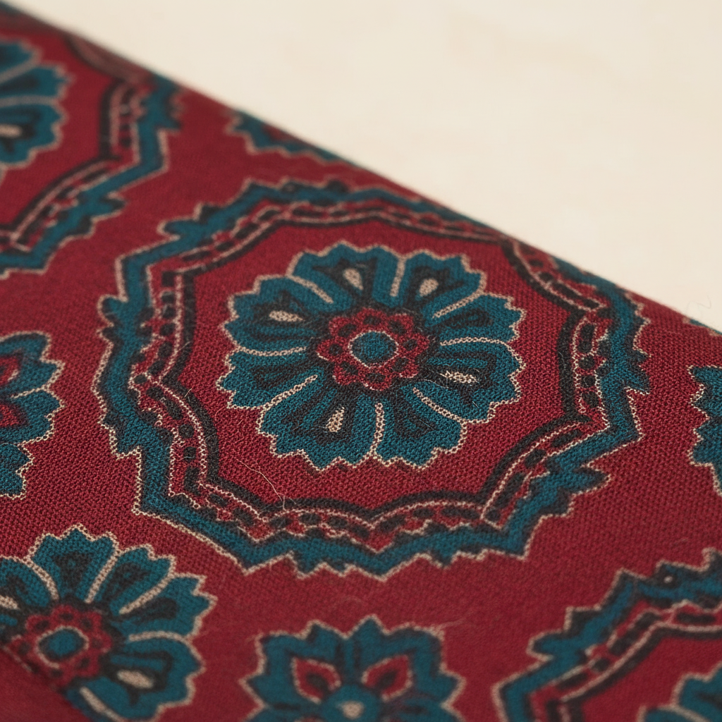 KUBERAN RED AJRAKH PRINT SAREE