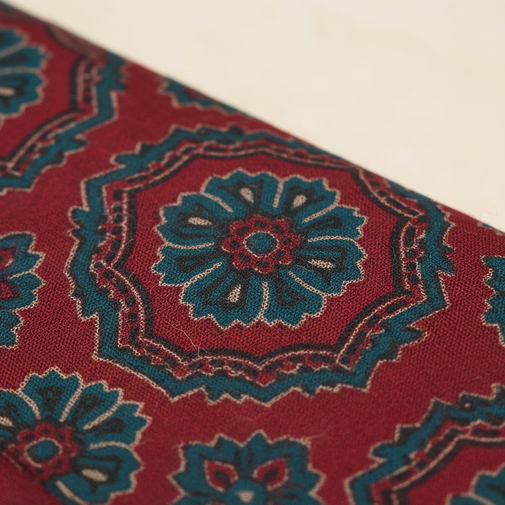 KUBERAN RED AJRAKH PRINT SAREE