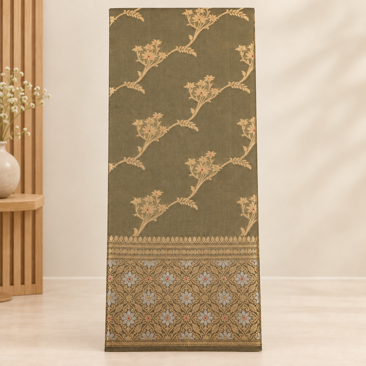 KUBERAN GREEN PURE TUSSAR SILK SAREE