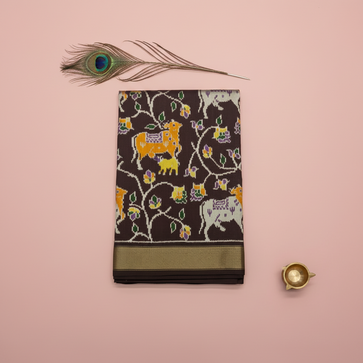 KUBERAN BROWN POCHAMPALLY SILK SAREE