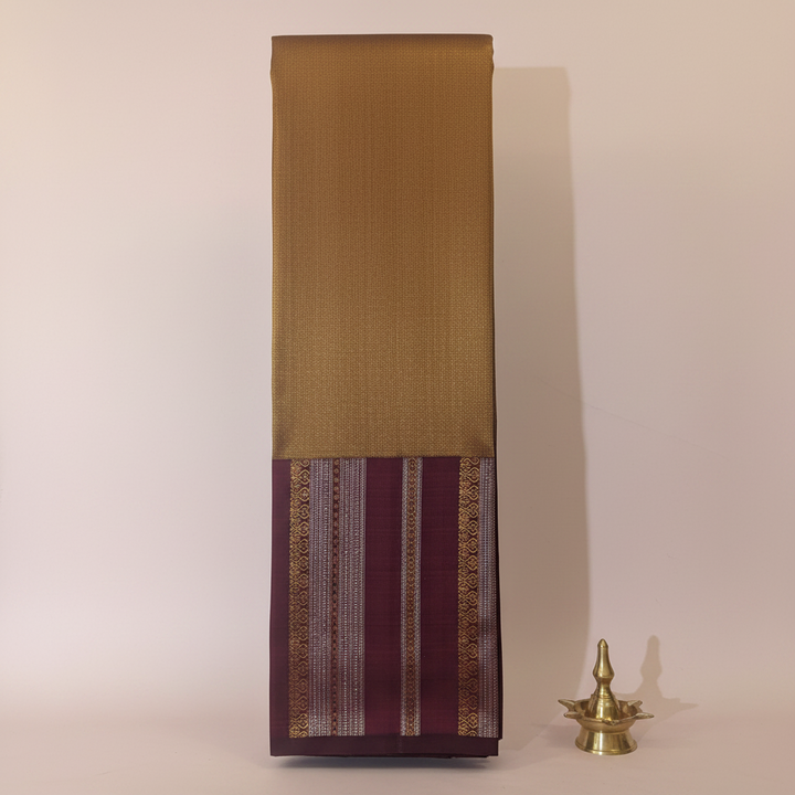 KUBERAN GOLDEN WITH MAROON PURE KANCHIPURAM SILK SAREE