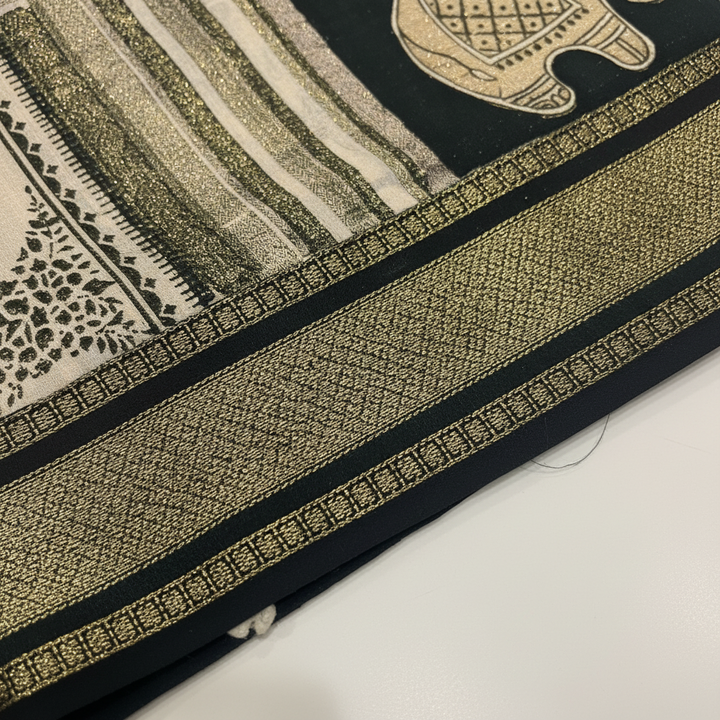 KUBERAN GREEN COTTON PRINTED SAREE