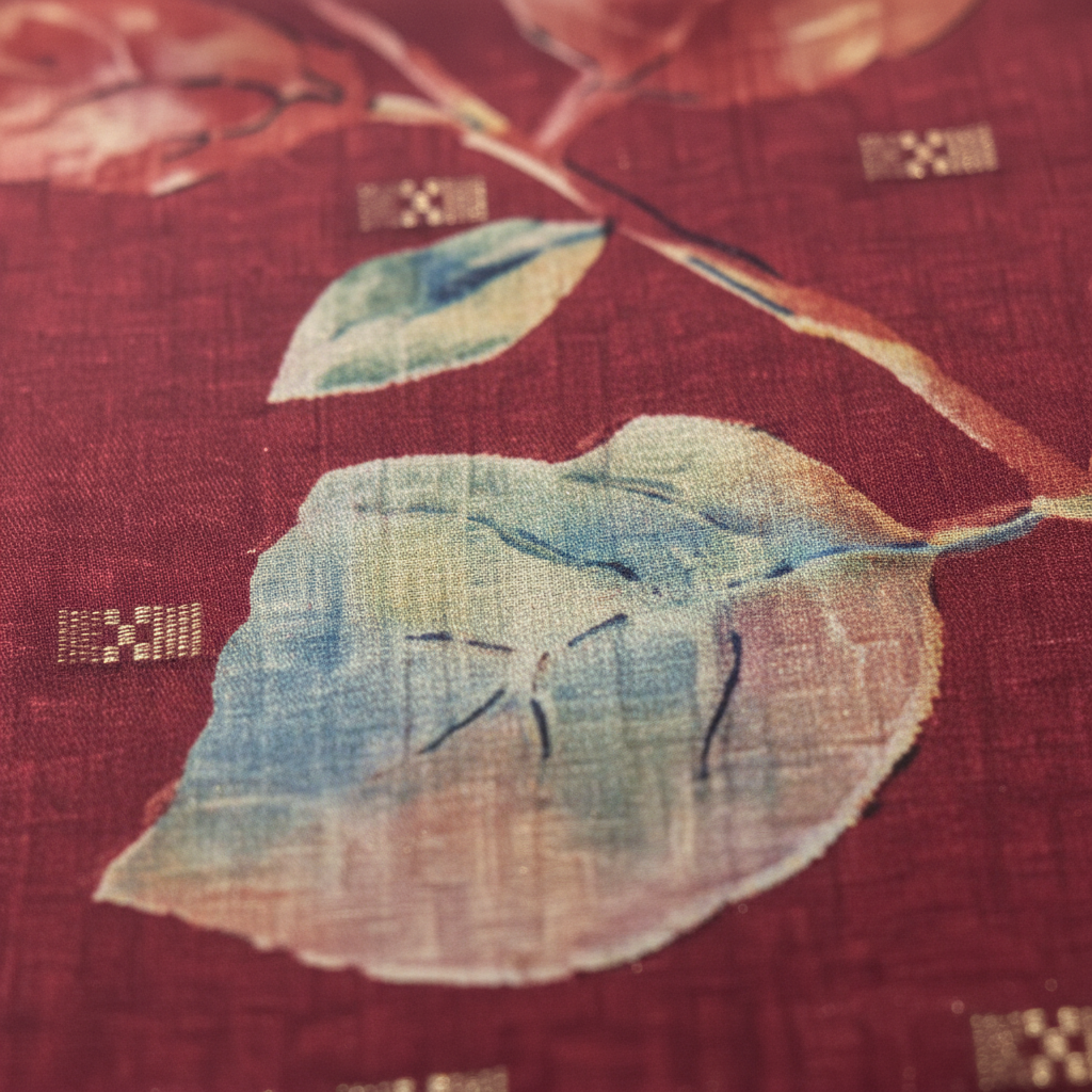 KUBERAN RED PRINTED COTTON SAREE