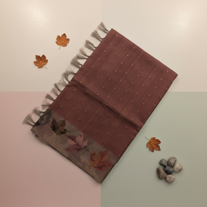 KUBERAN BRICK RED SEMI TUSSAR SILK SAREE