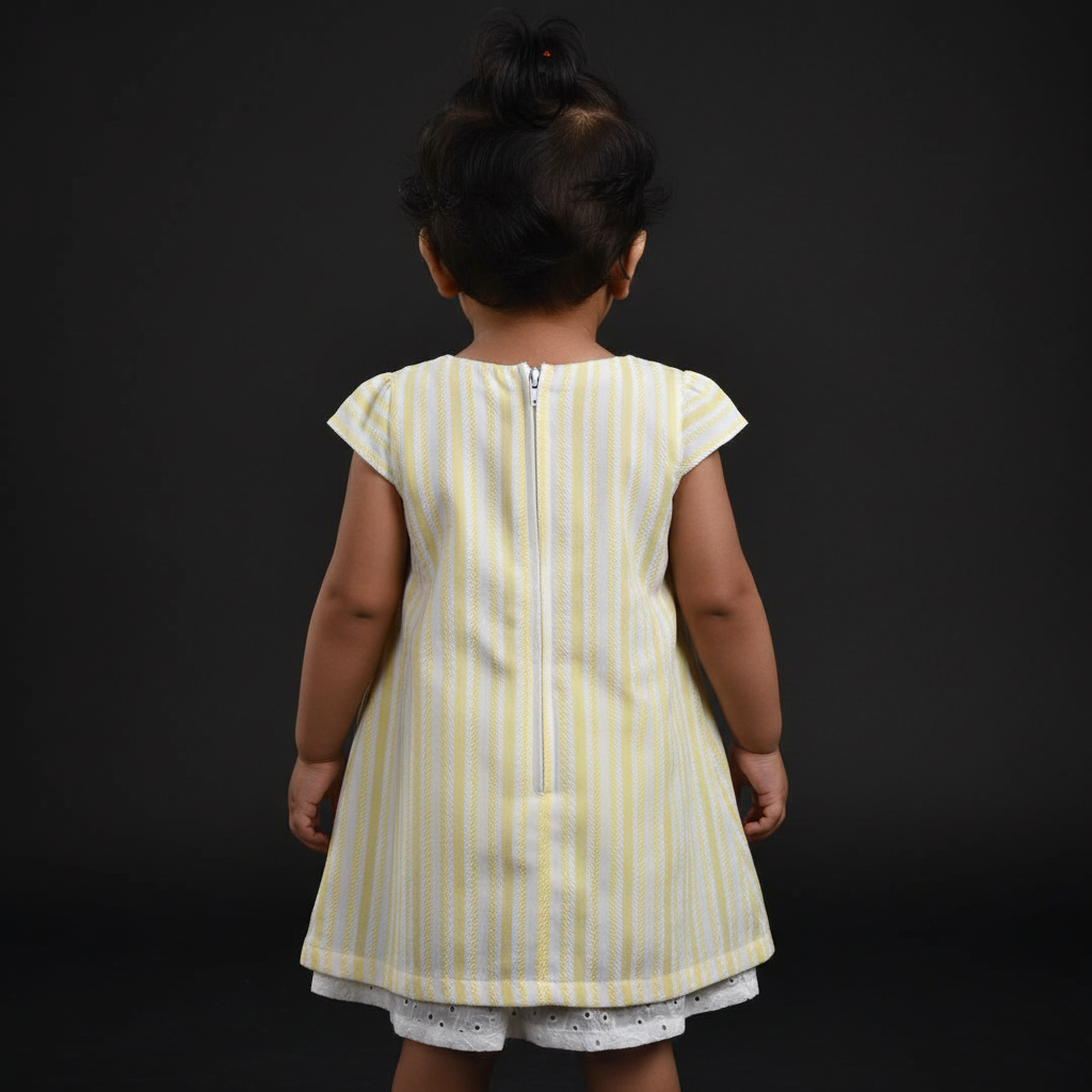 KUBERAN LEMON YELLOW COTTON FROCK