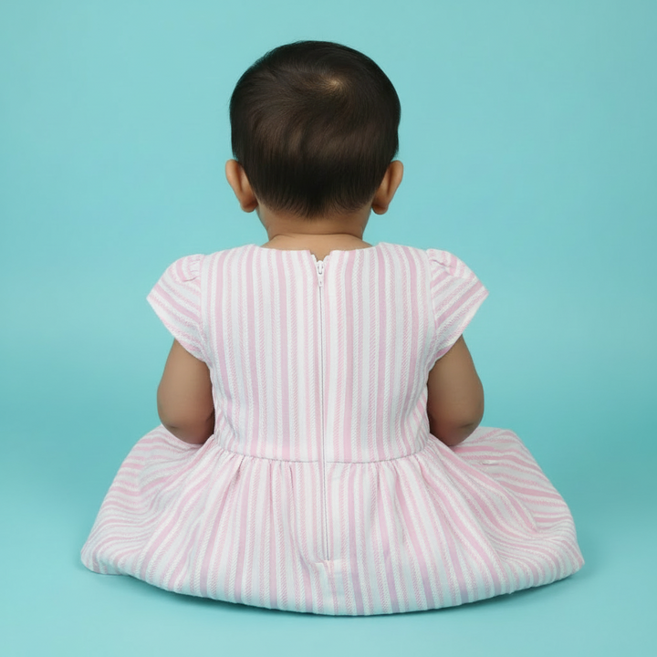 KUBERAN BABY PINK STRIPES COTTON FROCK