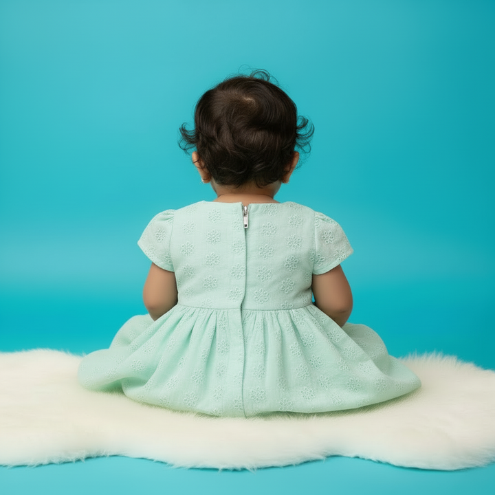 KUBERAN MINT BLUE COTTON FROCK