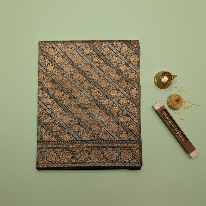 KUBERAN BLACK GOLD BANARASI SILK SAREE