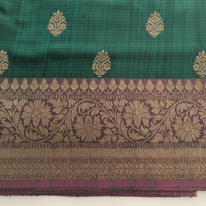 KUBERAN EMERALD GREEN PURE BANARASI SILK SAREE