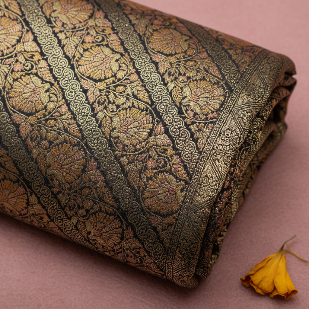 KUBERAN BLACK GOLD BANARASI SILK SAREE