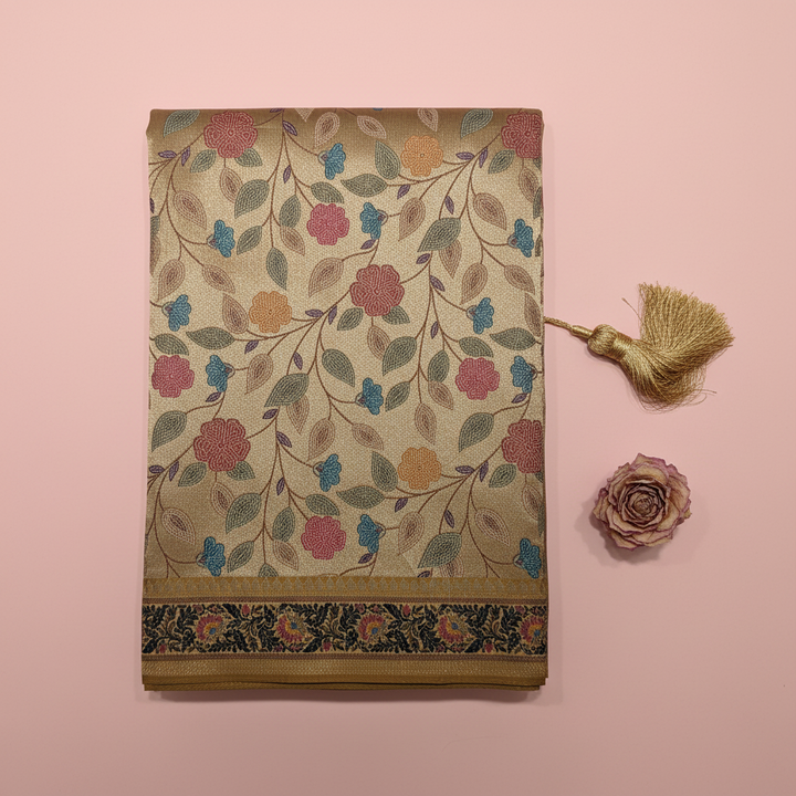 KUBERAN GOLDEN IVORY BANARASI SILK SAREE