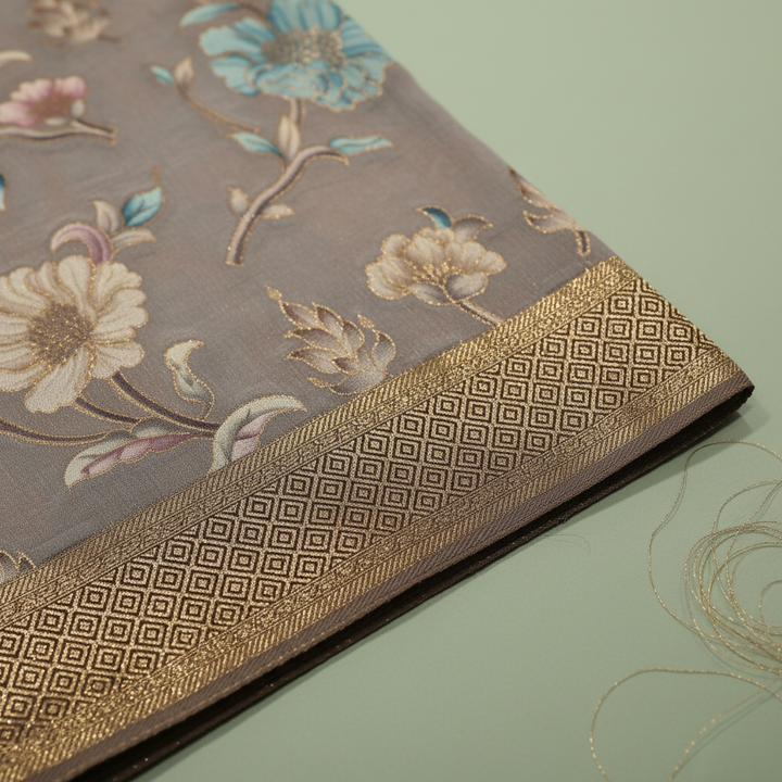 KUBERAN PALE BROWN BANARASI SILK SAREE