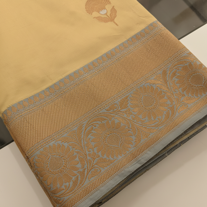 KUBERAN BEIGE PURE BANARASI SILK SAREE