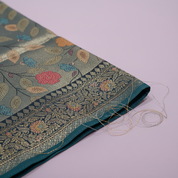 KUBERAN BLUE GOLD BANARASI SILK SAREE