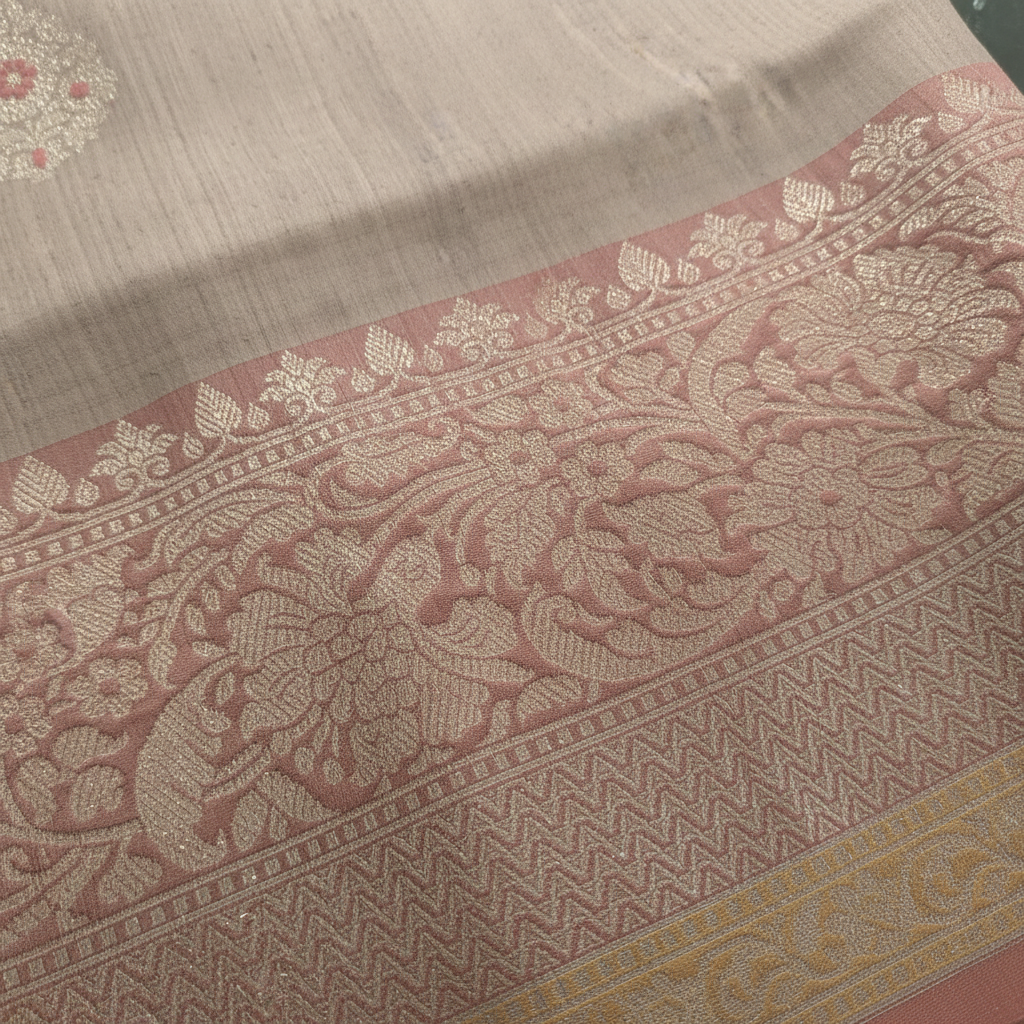 KUBERAN BEIGE PURE BANARASI SILK SAREE