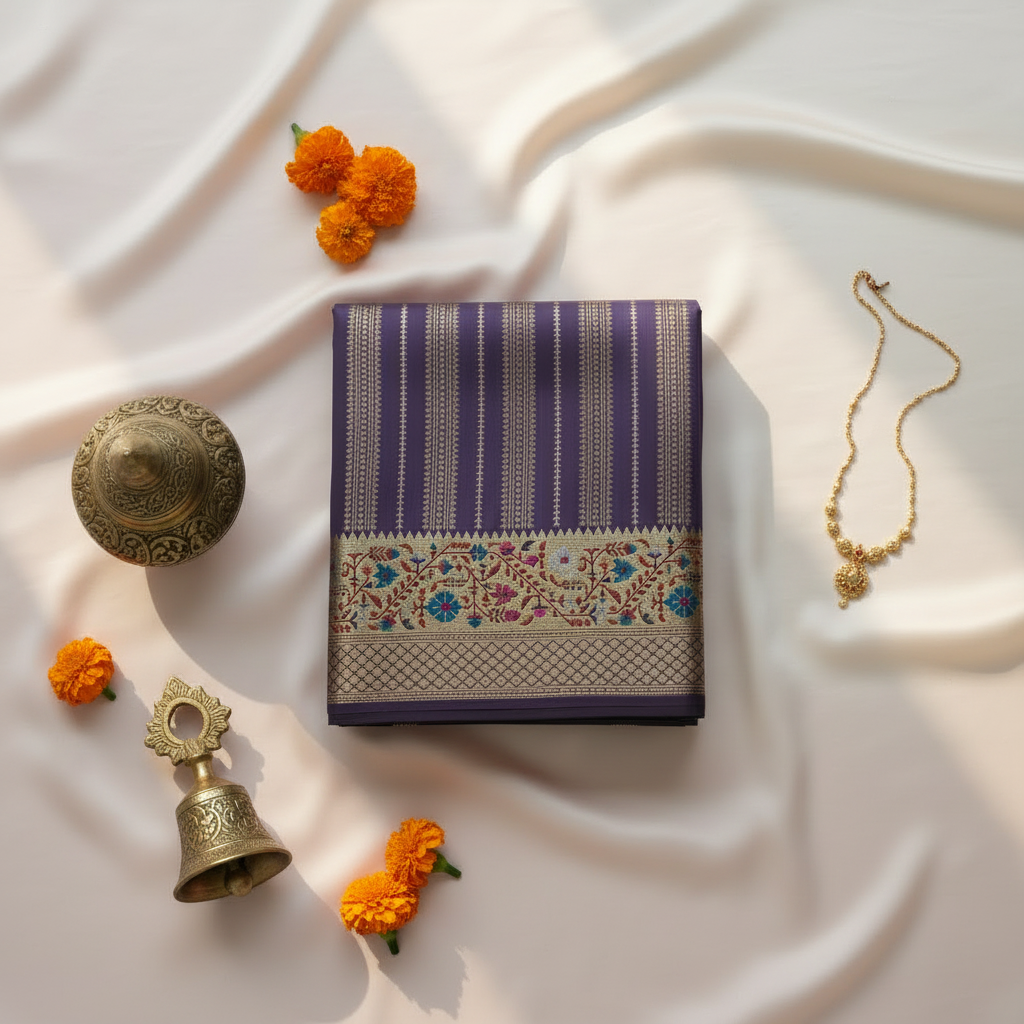 KUBERAN PURPLE PURE BANARASI SILK SAREE