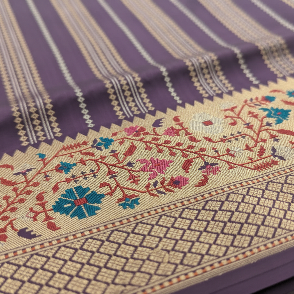 KUBERAN PURPLE PURE BANARASI SILK SAREE