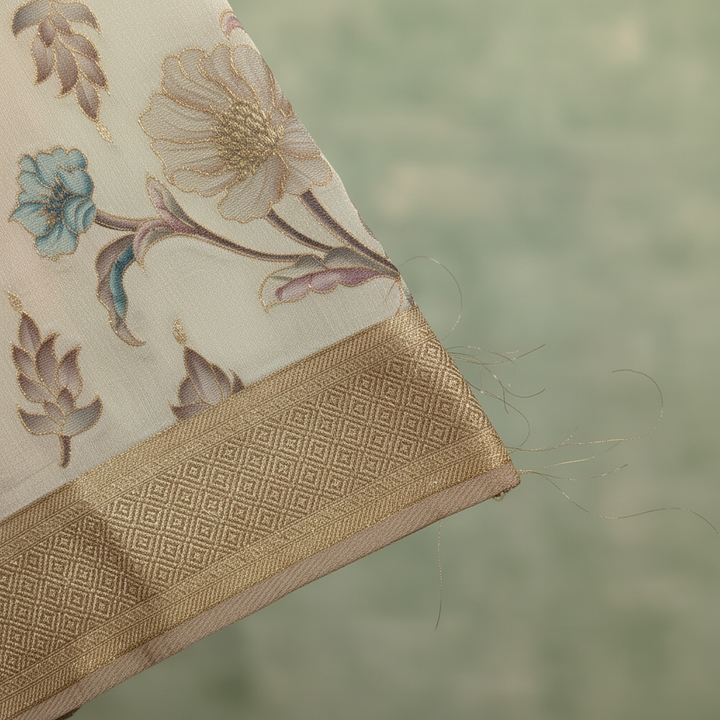 KUBERAN WHITE BANARASI SILK SAREE