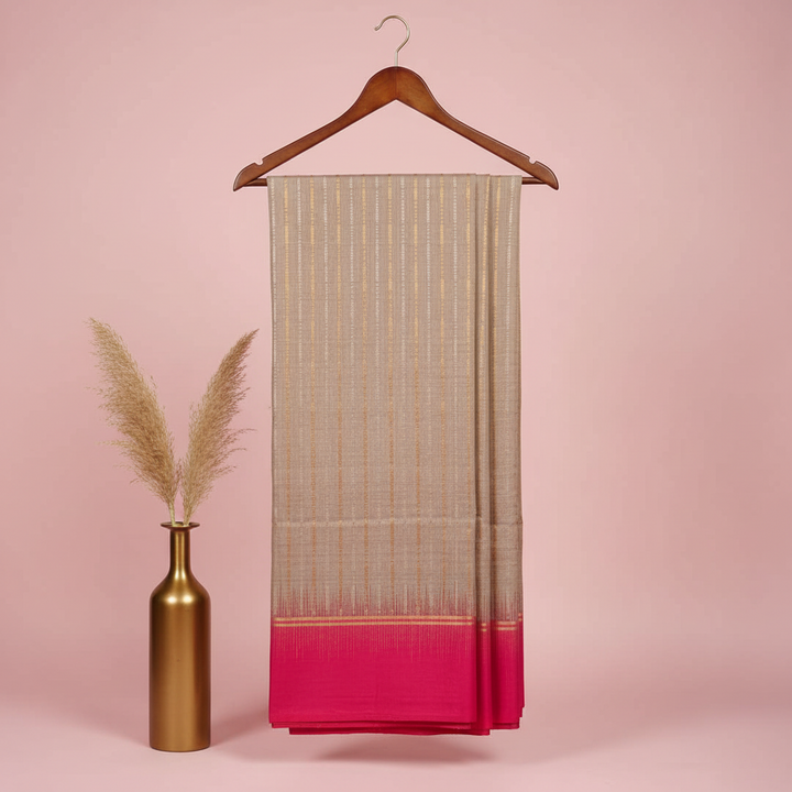 KUBERAN BEIGE SOFT SILK SAREE