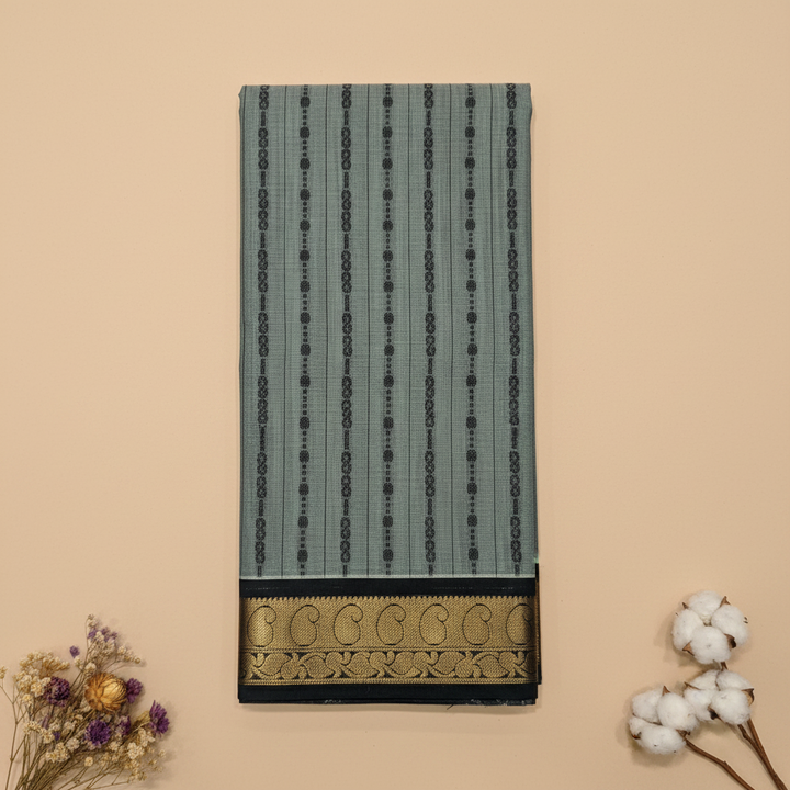 KUBERAN GREY GREEN COTTON SAREE