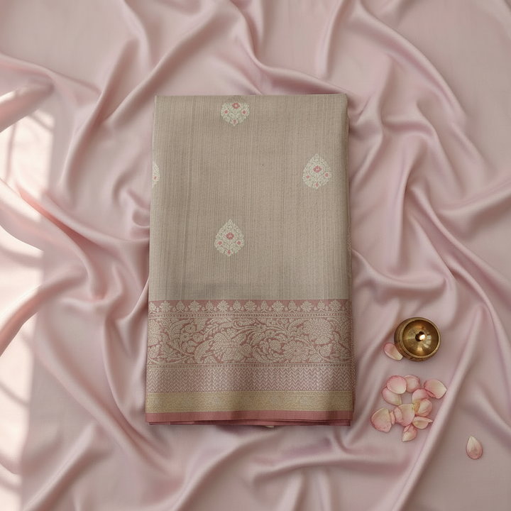 KUBERAN BEIGE PURE BANARASI SILK SAREE