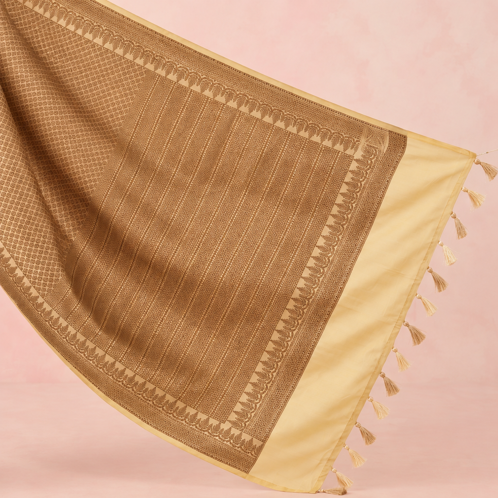 KUBERAN WHITE SEMI BANARASI SILK SAREE