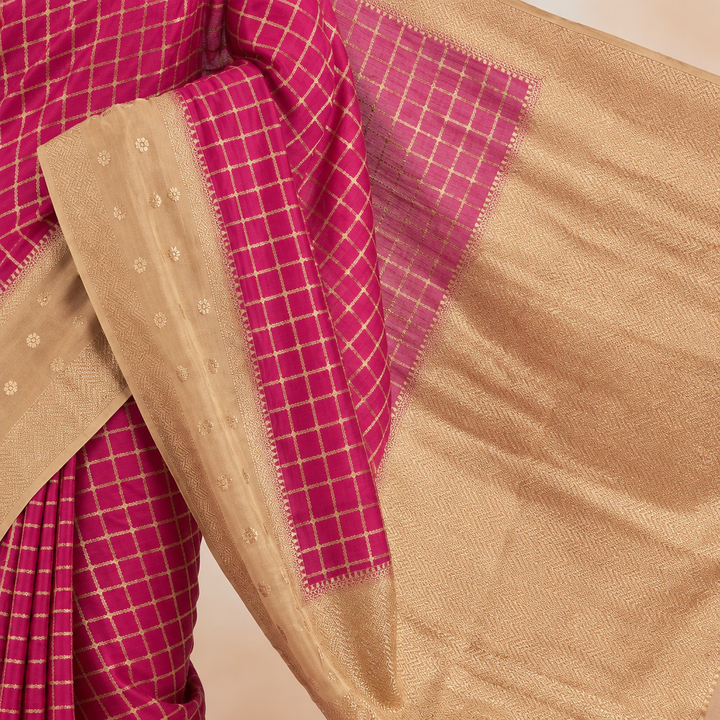 KUBERAN PINK WITH BEIGE BANARAS GEORGETTE SAREE