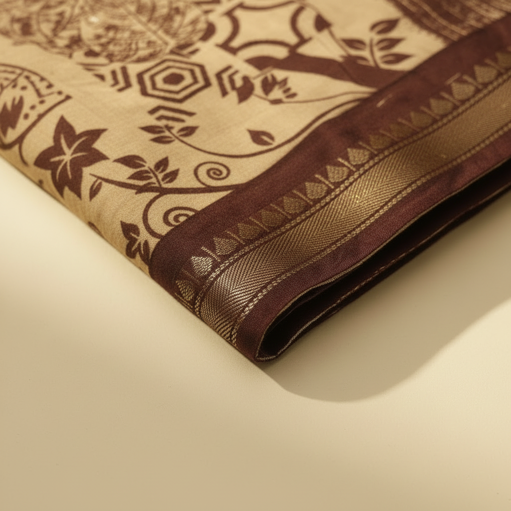 Kuberan Beige & Brown Fancy Saree