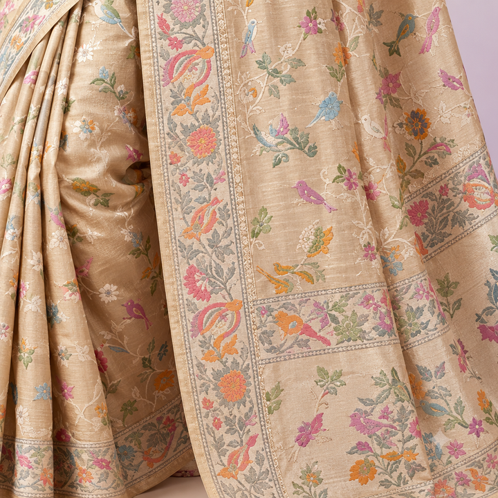 KUBERAN CREAM PURE KHADI GEORGETTE SAREE