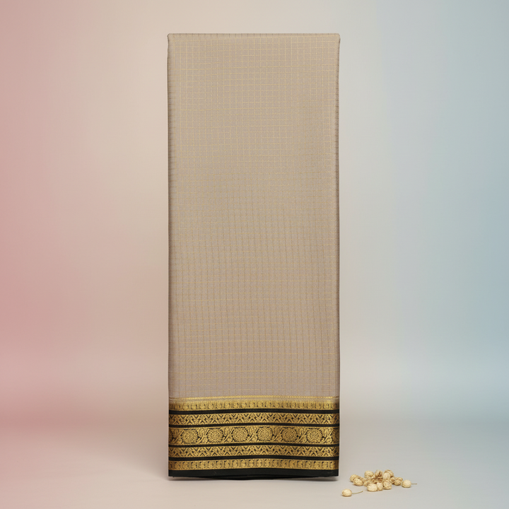 KUBERAN ELEPHANT GREY PURE CREPE SAREE