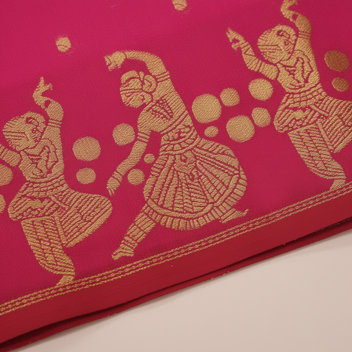 KUBERAN DARK PINK RAW SILK SAREE