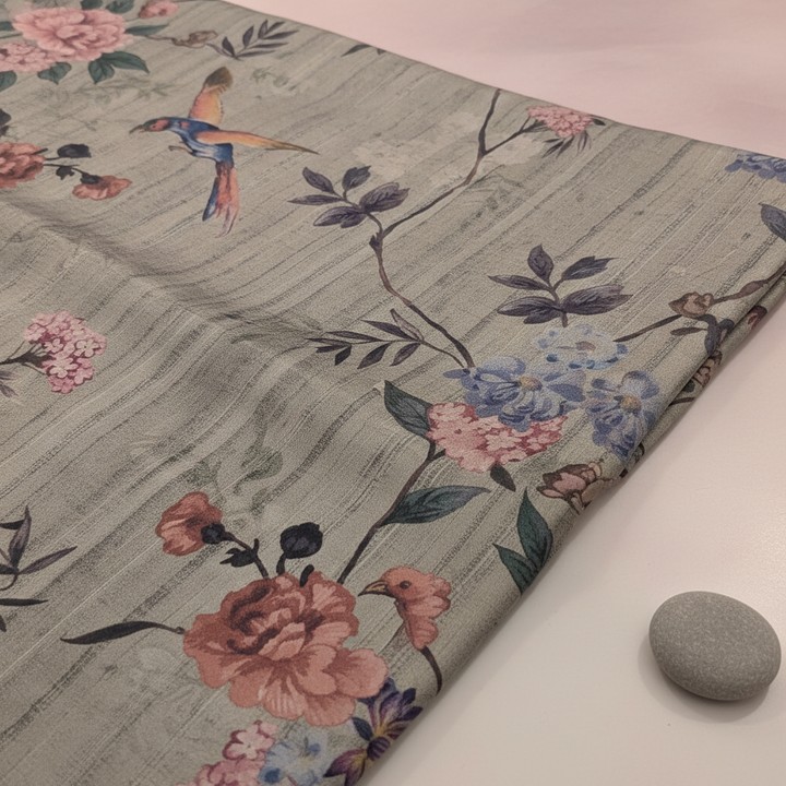 KUBERAN ELEPHANT GREY SEMI TUSSAR SILK SAREE