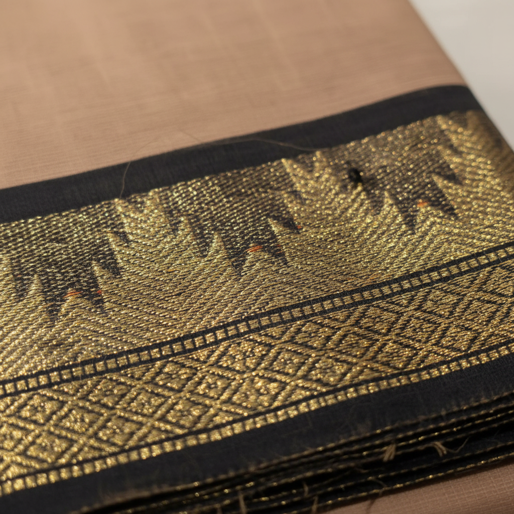 KUBERAN LIGHT PEACH COTTON SAREE