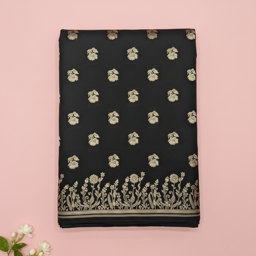 KUBERAN BLACK MASHRU BANARASI SILK SAREE
